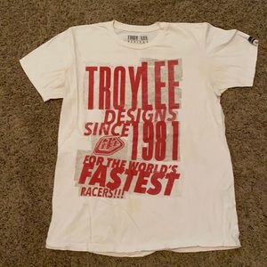 Men’s size large white T-shirt with red writing